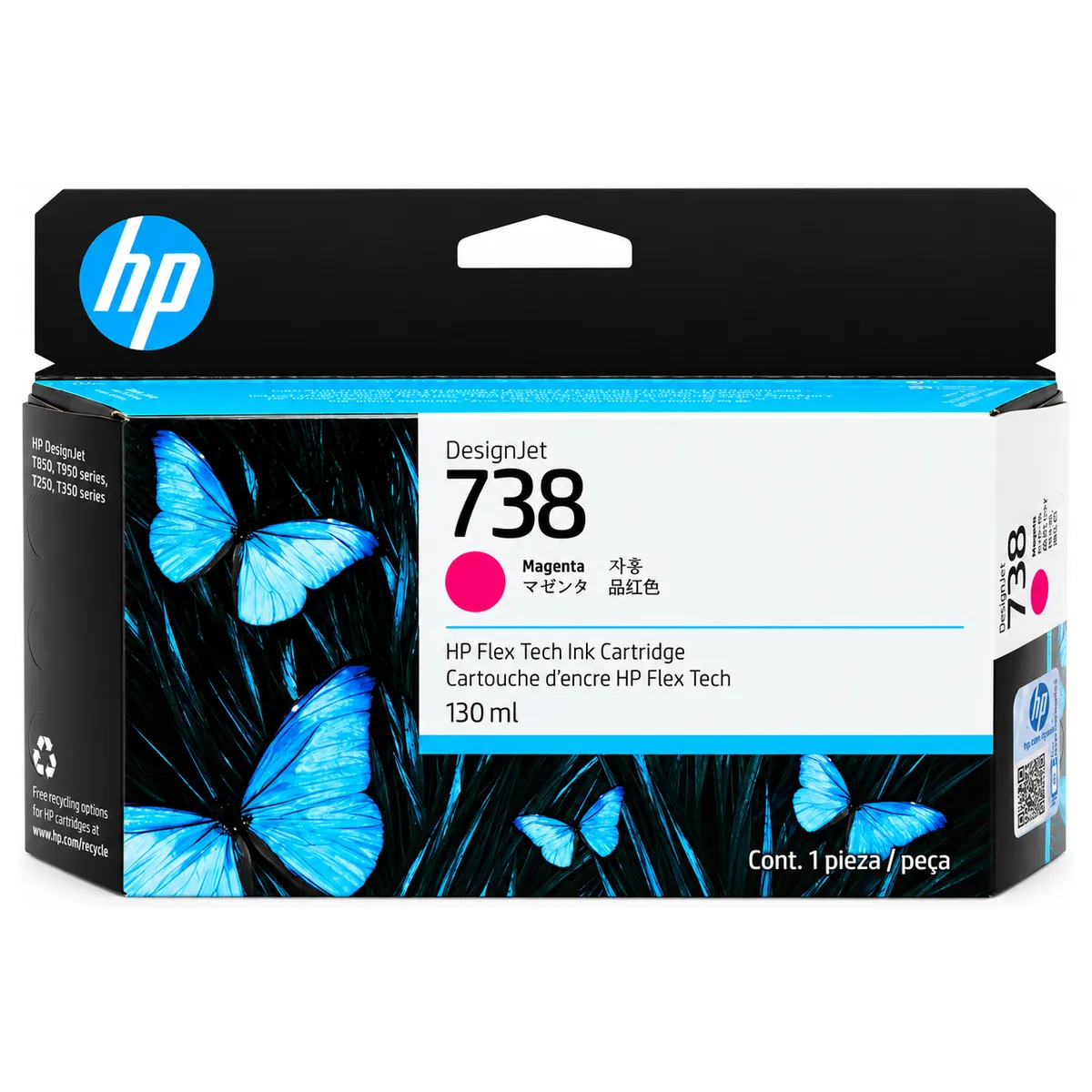 HP 738 130-ml Magenta Ink Cartridge - 498N6A