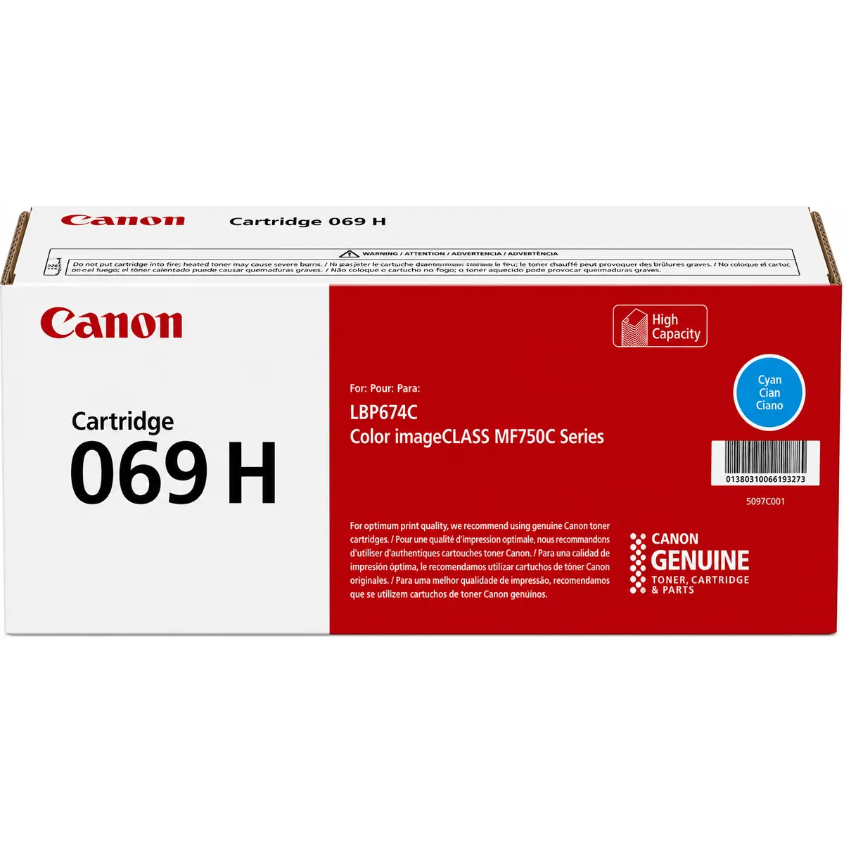 Canon 069 H Cyan High Yield Toner Cartridge (5097C001)